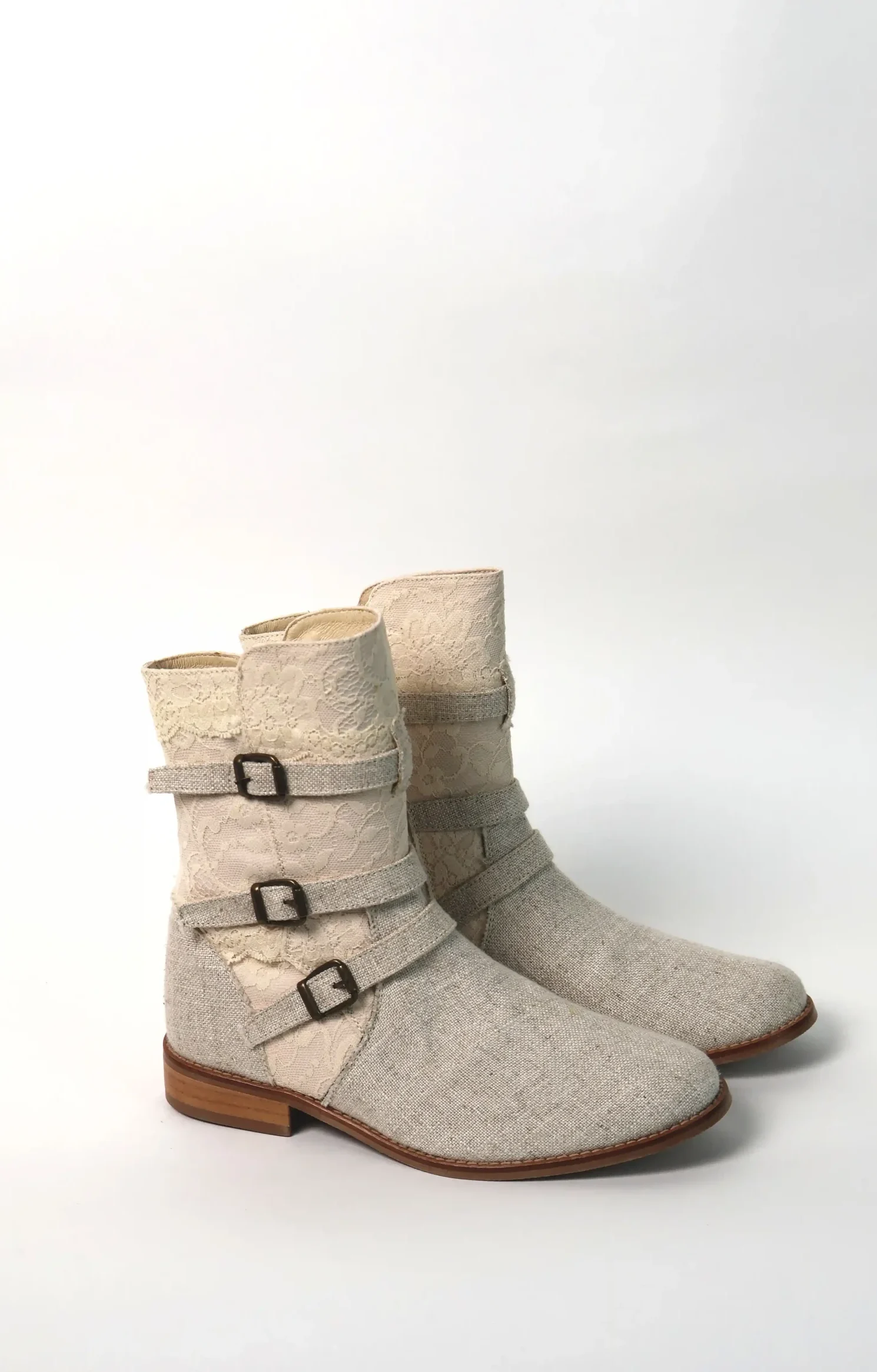 Pink lace front boot